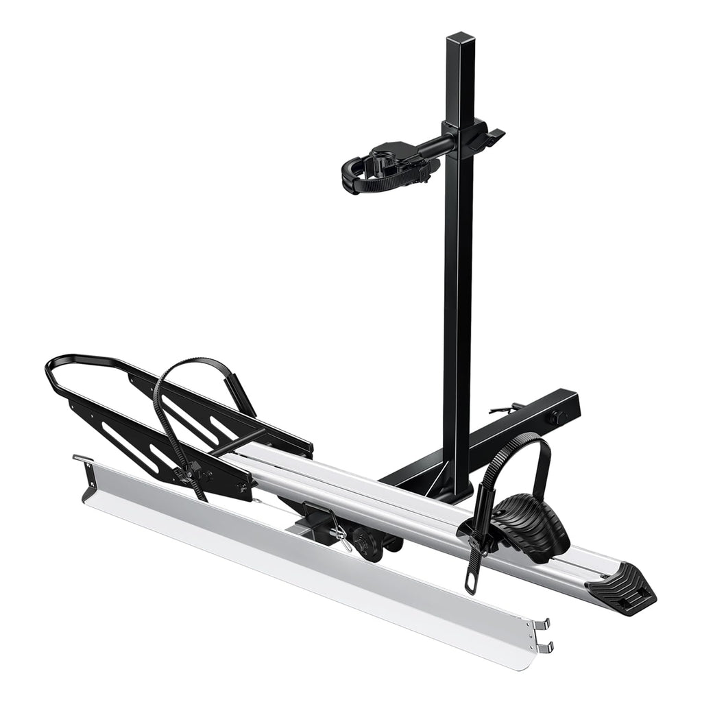 Young Electric Hitch Mount Single Bike Rack with Ramp for Electric Bike, 100 lbs. Capacity Bike Carrier for Truck, Trailer, RV, SUV