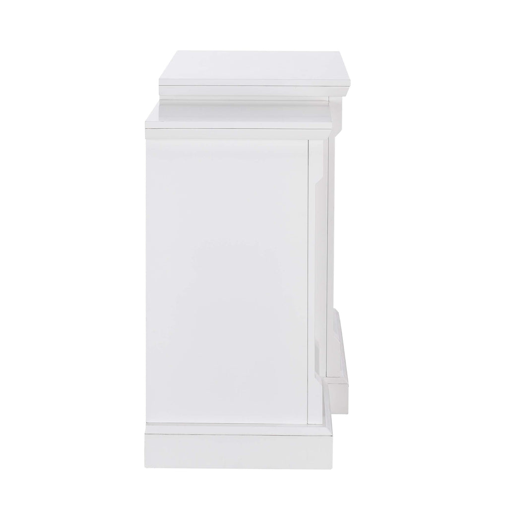SEI Furniture Gallatin Faux Stone Electric Fireplace with Bookcases, New White