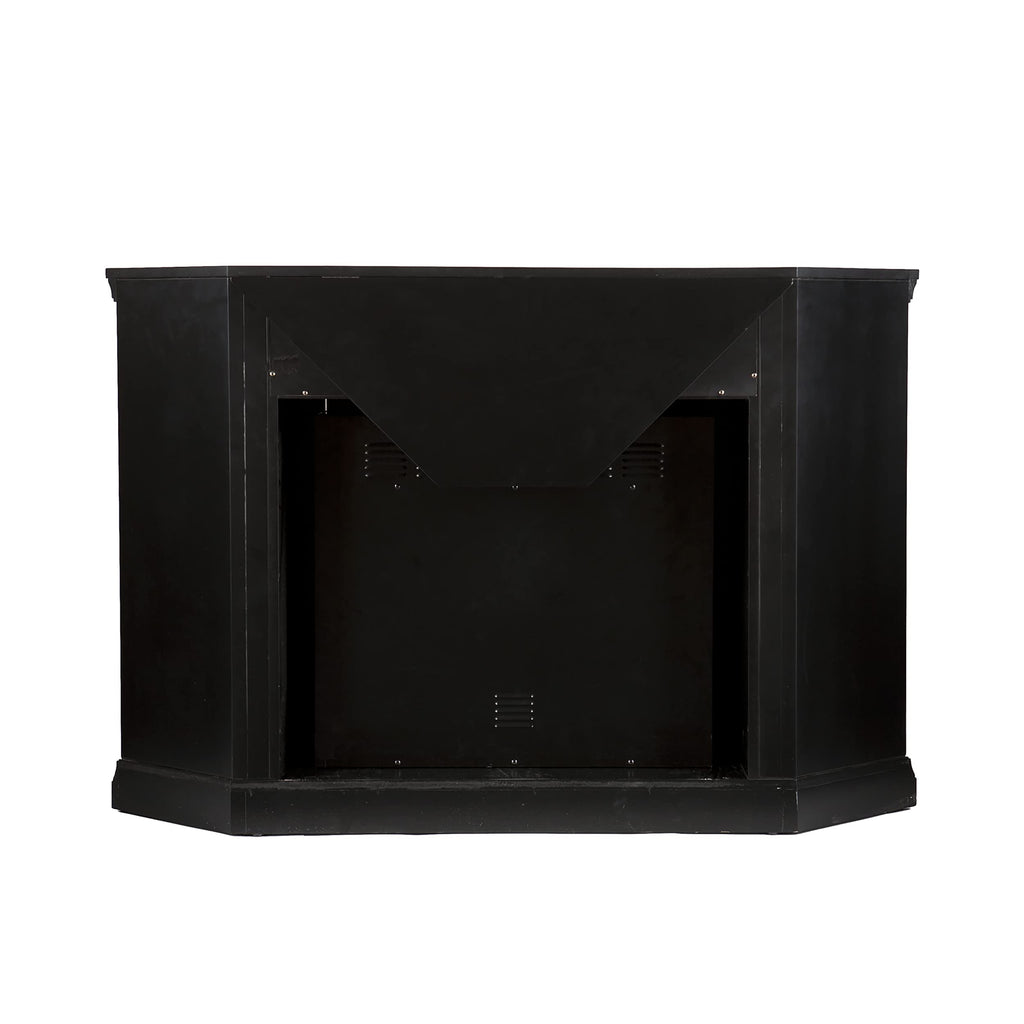 SEI Furniture Claremont Convertible Corner Electric Fireplace Media Stand with Storage, Black