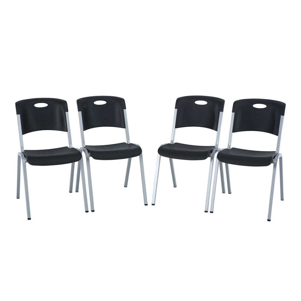 Lifetime Stacking Chair, Contemporary - Pack of 4, Black