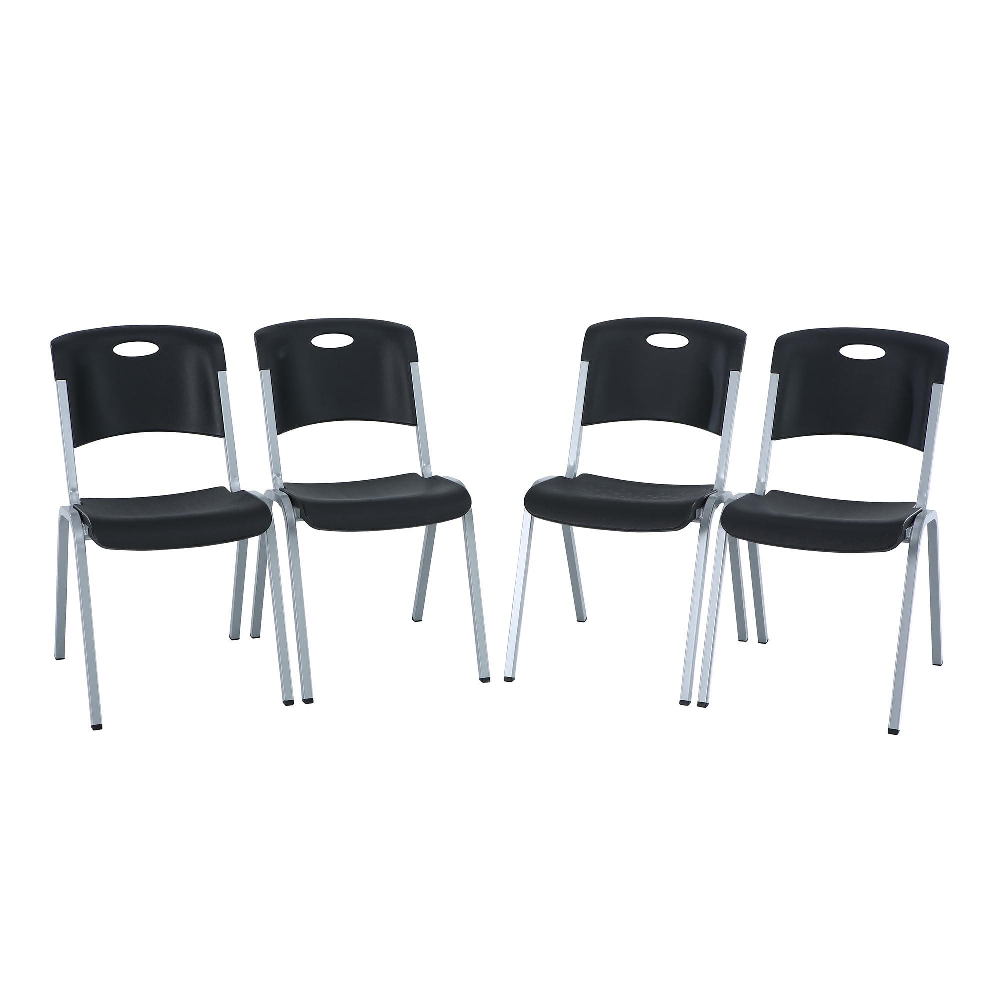 Lifetime Stacking Chair, Contemporary - Pack of 4, Black