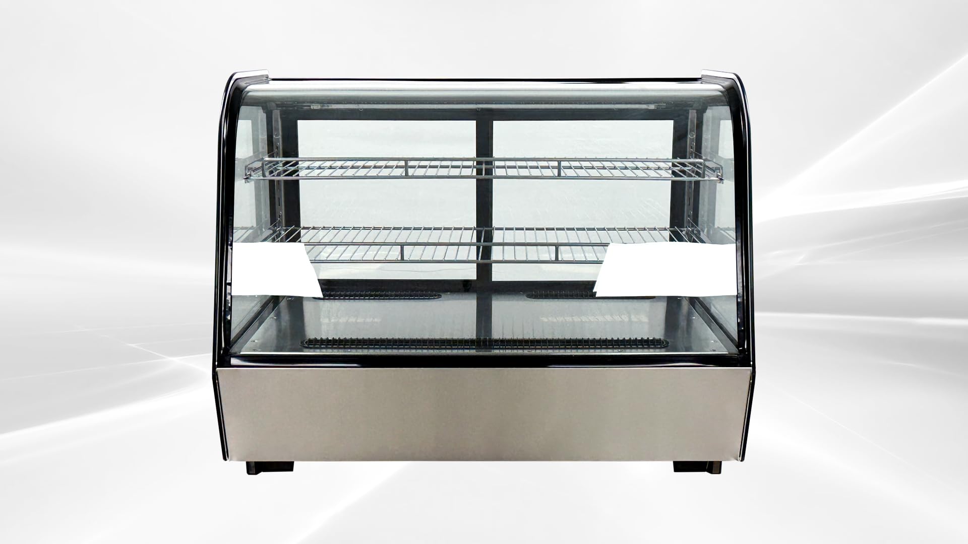 Bakery Display Cooler Refrigerated Case Countertop Desktop Slope Round-Corner 36 ins Commercial Restaurant Pastry Deli Stainless Steel Base Curved Glass NSF Food Cooler CW160R