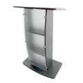 FixtureDisplays® 44.3" Tall Podium for Floor, Curved Frosted Front Acrylic Panel - Dark Grey 19658-GREY-NEW-NPF
