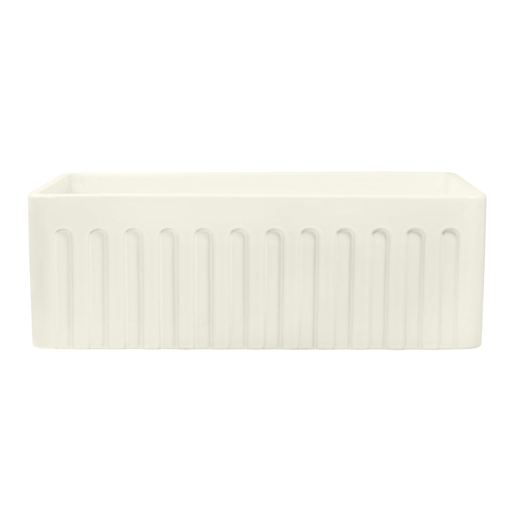 Ruvati 30 x 20 inch Fireclay Reversible Farmhouse Apron-Front Kitchen Sink Single Bowl - Biscuit - RVL2100BS