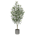 CG Hunter Faux Fruitless Olive Tree, Premium Artificial Indoor Tree Stands 4' Tall, Lifelike-Leaves & Hand Painted Trunk, Planter Pot Included