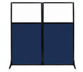 Versare Workstation Partition | Portable Wall Divider | Modern Office Cubicle | Free Standing Privacy Screen | Flexible Work Space | 66" x 70" W/Window, Navy Blue Fabric Panels