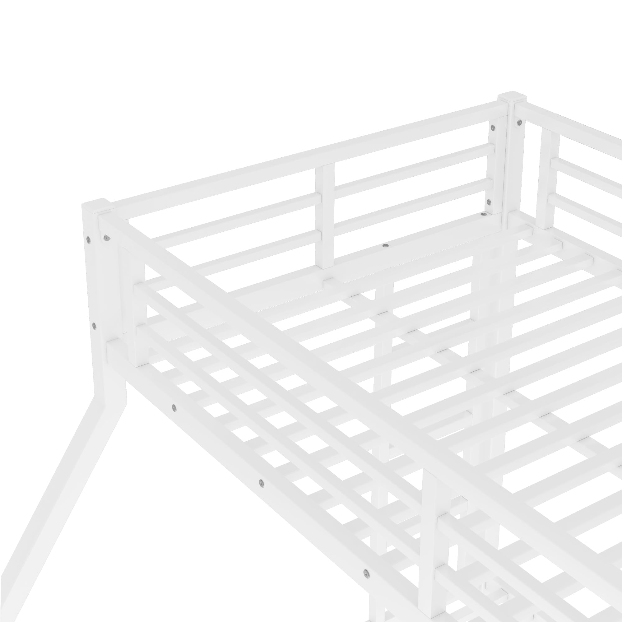 Bellemave Bunk Bed Twin XL Over Queen, Heavy Duty Metal Bunk BedFrame, Twin XL Bunk Beds, White