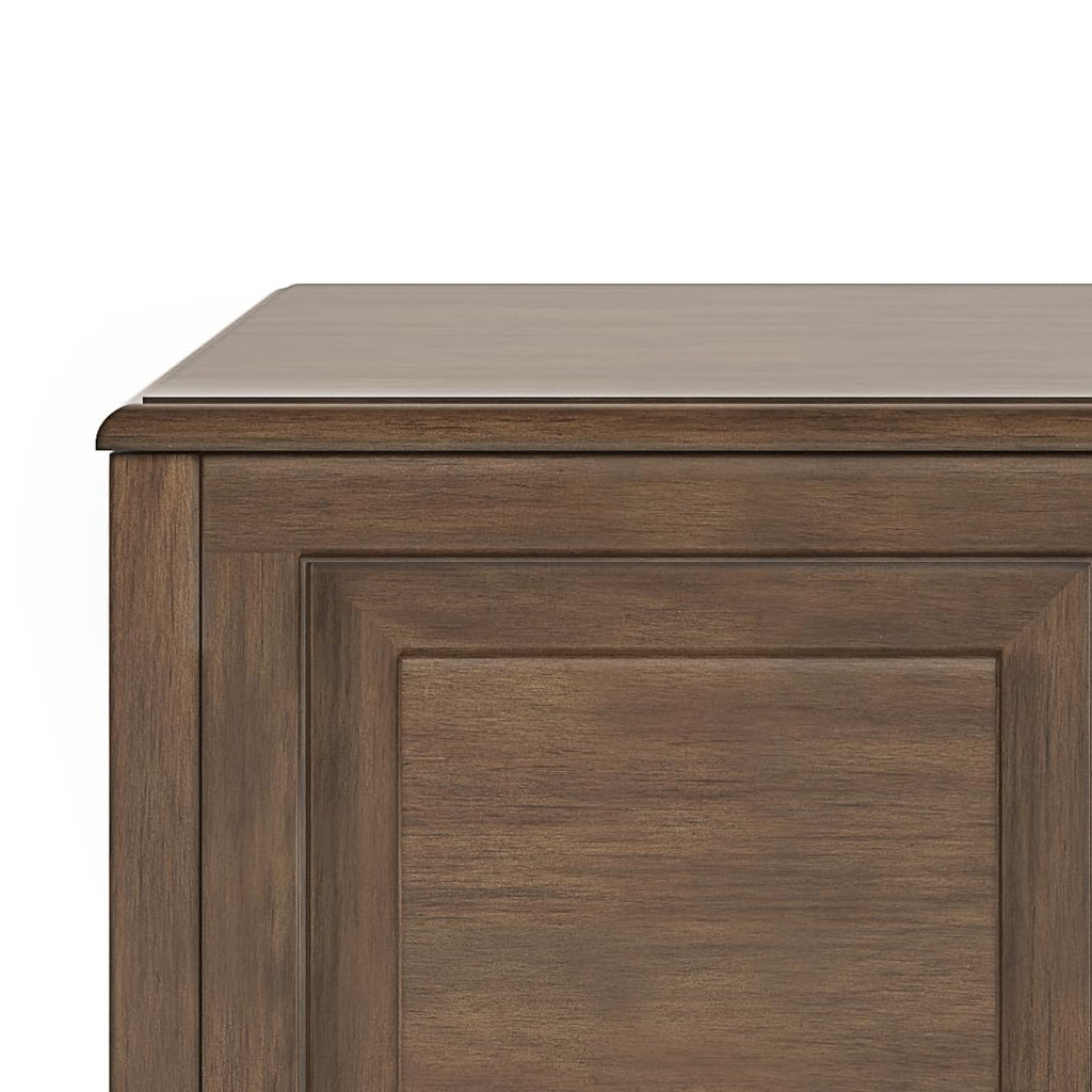 SIMPLIHOME Connaught Storage Bench - 51 inch Wide Solid Wood Trunk Bench in Natural Aged Brown, Traditional Bench for Entryway with Lift-Up Lid and 3 Hidden Compartments