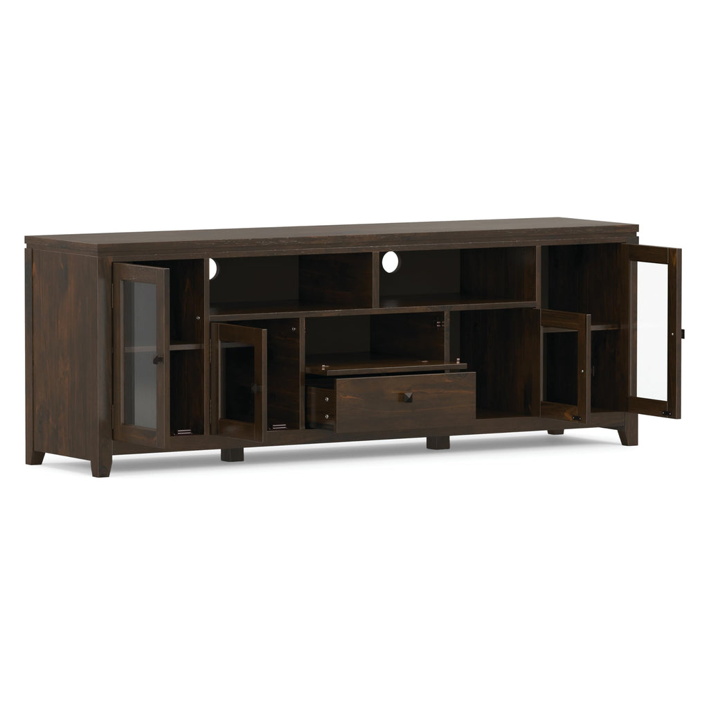SIMPLIHOME Cosmopolitan TV Stand - 72 inch Wide Solid Wood Media Console in Mahogany Brown, Contemporary Entertainment Center for Living Room for TVs up to 80 Inches with Drawers and Cable Management