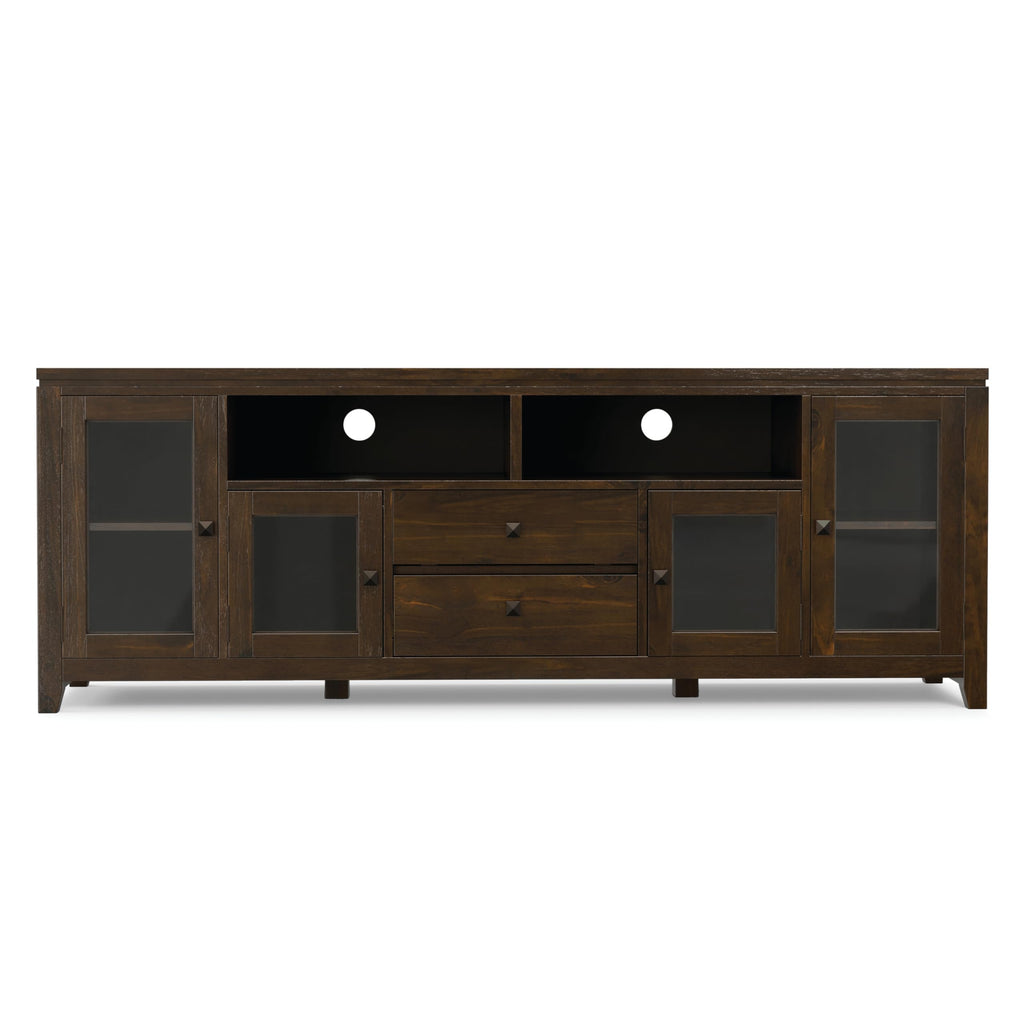 SIMPLIHOME Cosmopolitan TV Stand - 72 inch Wide Solid Wood Media Console in Mahogany Brown, Contemporary Entertainment Center for Living Room for TVs up to 80 Inches with Drawers and Cable Management