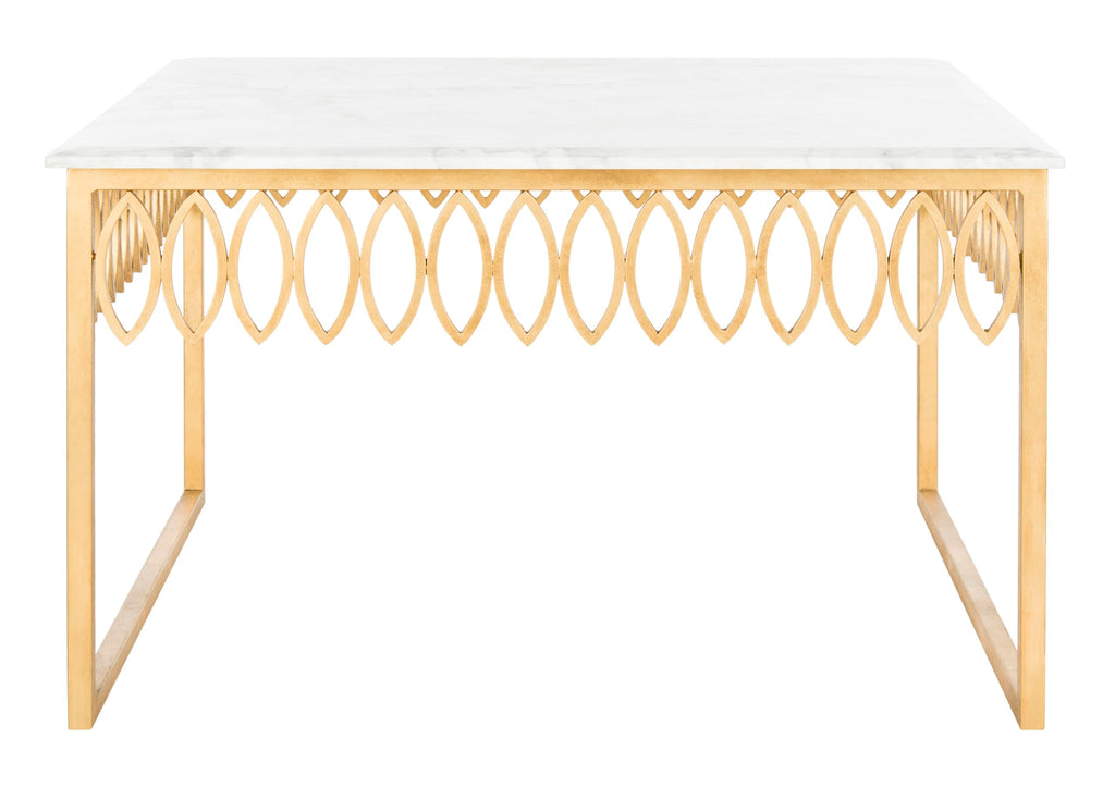 Safavieh American Homes Collection Natalia Gold Leaf and White Marble Couture Cocktail Table