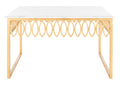 Safavieh American Homes Collection Natalia Gold Leaf and White Marble Couture Cocktail Table