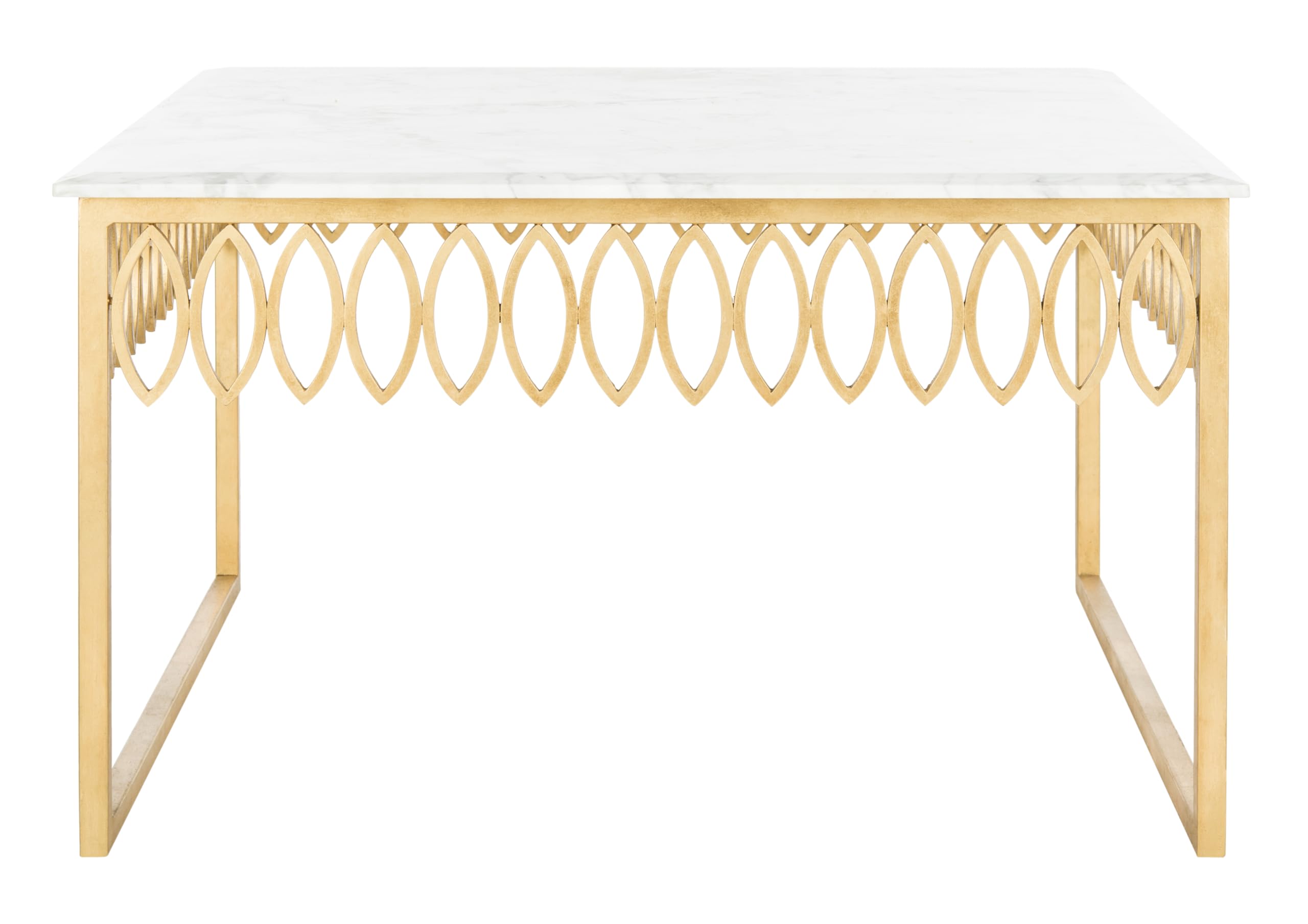Safavieh American Homes Collection Natalia Gold Leaf and White Marble Couture Cocktail Table
