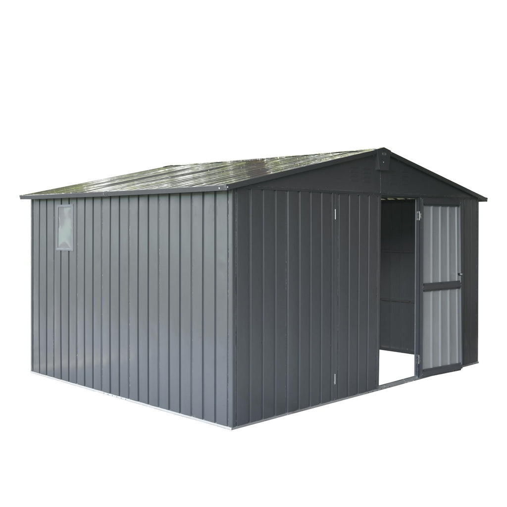 Okak 11 X 9 Ft Metal Outdoor Storage Shed with Lockable Doors Galvanized Metal Garden Shed with Windows Garden Shed Tool Storage Sheds House for Backyard Garden,Patio,Dark Grey