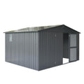 Okak 11 X 9 Ft Metal Outdoor Storage Shed with Lockable Doors Galvanized Metal Garden Shed with Windows Garden Shed Tool Storage Sheds House for Backyard Garden,Patio,Dark Grey
