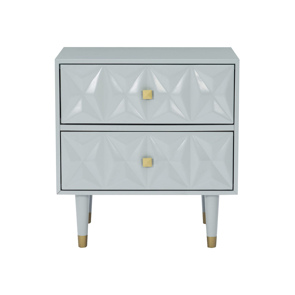 Linon Sheerah Grey Two Drawer Geo Texture Nightstand