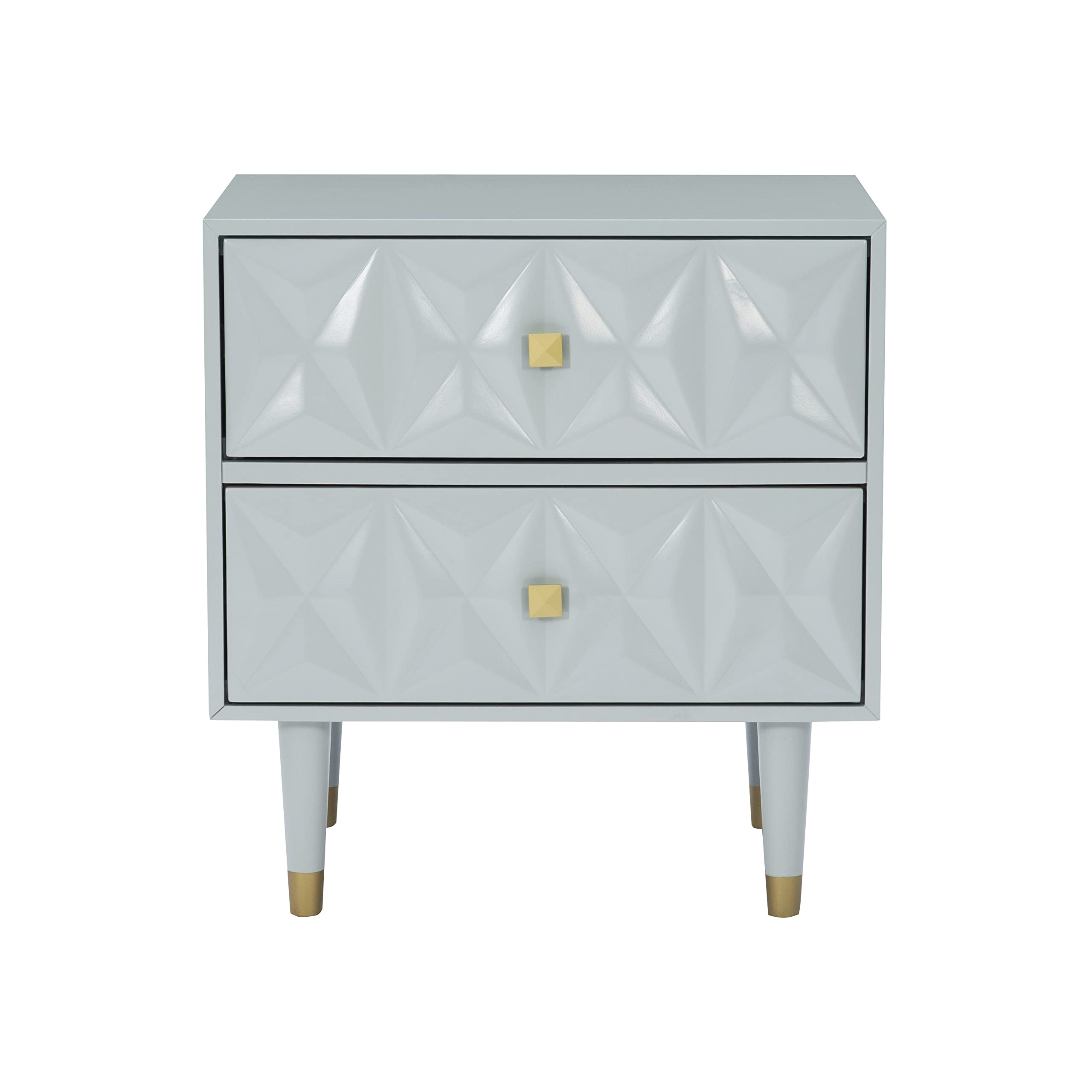 Linon Sheerah Grey Two Drawer Geo Texture Nightstand