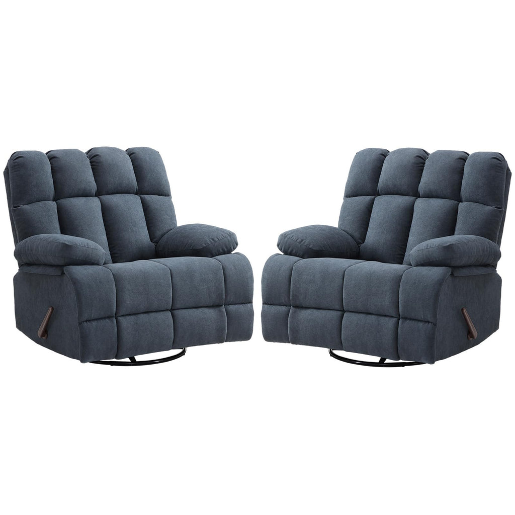 Eiayeebil Oversized Recliner Chair Set of 2, 360° Swivel Rocker Recliner for Big Man, Extra Wide Manual Recliner, Overstuffed Soft Rocking Sofa Chair for Living Room(Grey)