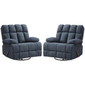 Eiayeebil Oversized Recliner Chair Set of 2, 360° Swivel Rocker Recliner for Big Man, Extra Wide Manual Recliner, Overstuffed Soft Rocking Sofa Chair for Living Room(Grey)