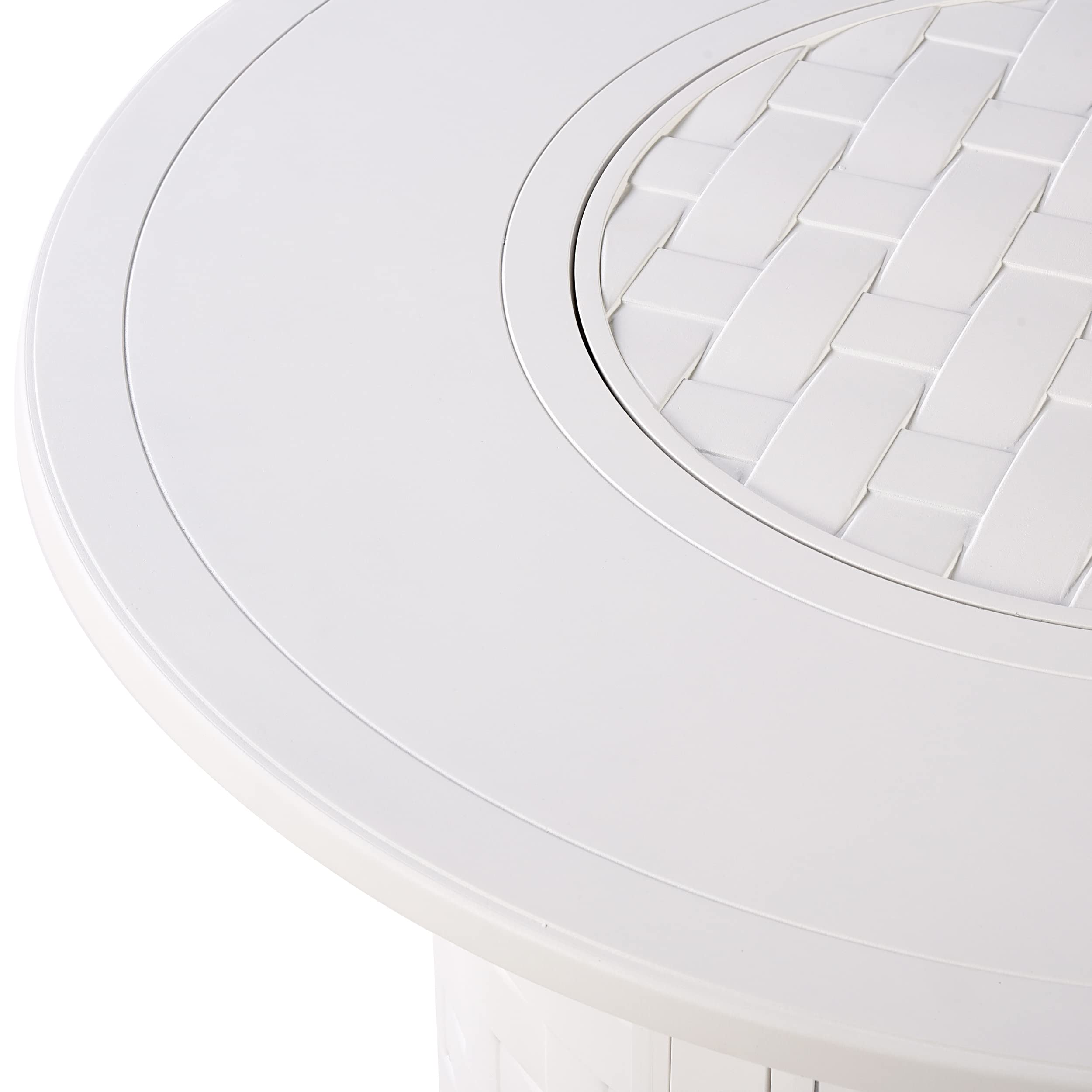 Oakland Living Round 44 in. x 44 in. Aluminum Propane Fire Pit Table with Glass Beads, Two Covers, Lid, 57,000 BTUs in White Finish