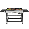 Royal Gourmet GD401 Portable Propane Gas Grill and Griddle Combo with Side Table | 4-Burner, Folding Legs,Versatile, Outdoor | Black 66 Inch