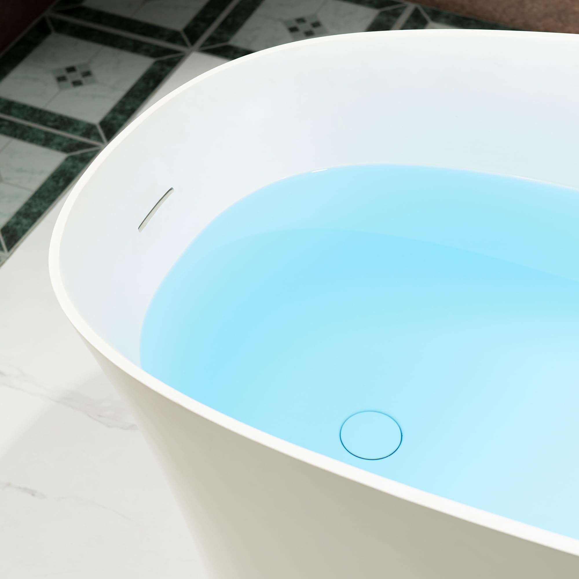 WOODBRIDGE 59 in. x 29.5 in. Stone Resin Luxury Contemporary Solid Surface Freestanding Bathtub in Matte White