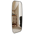 ANDY STAR 18x48 Full Length Wall Mirror, Matte Black Oblong Shaped Body Mirror with Stainless Steel Metal Frame, Rounded Corner Design for Floor and Leaning