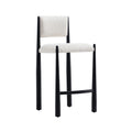 Manhattan Comfort Lennor Counter Height Stools for Kitchen and Dining Room, Upholstered in Boucle Fabric, Island Chairs with Metal Frame, Padded Backrest, Fully Assembled Furniture, Cream