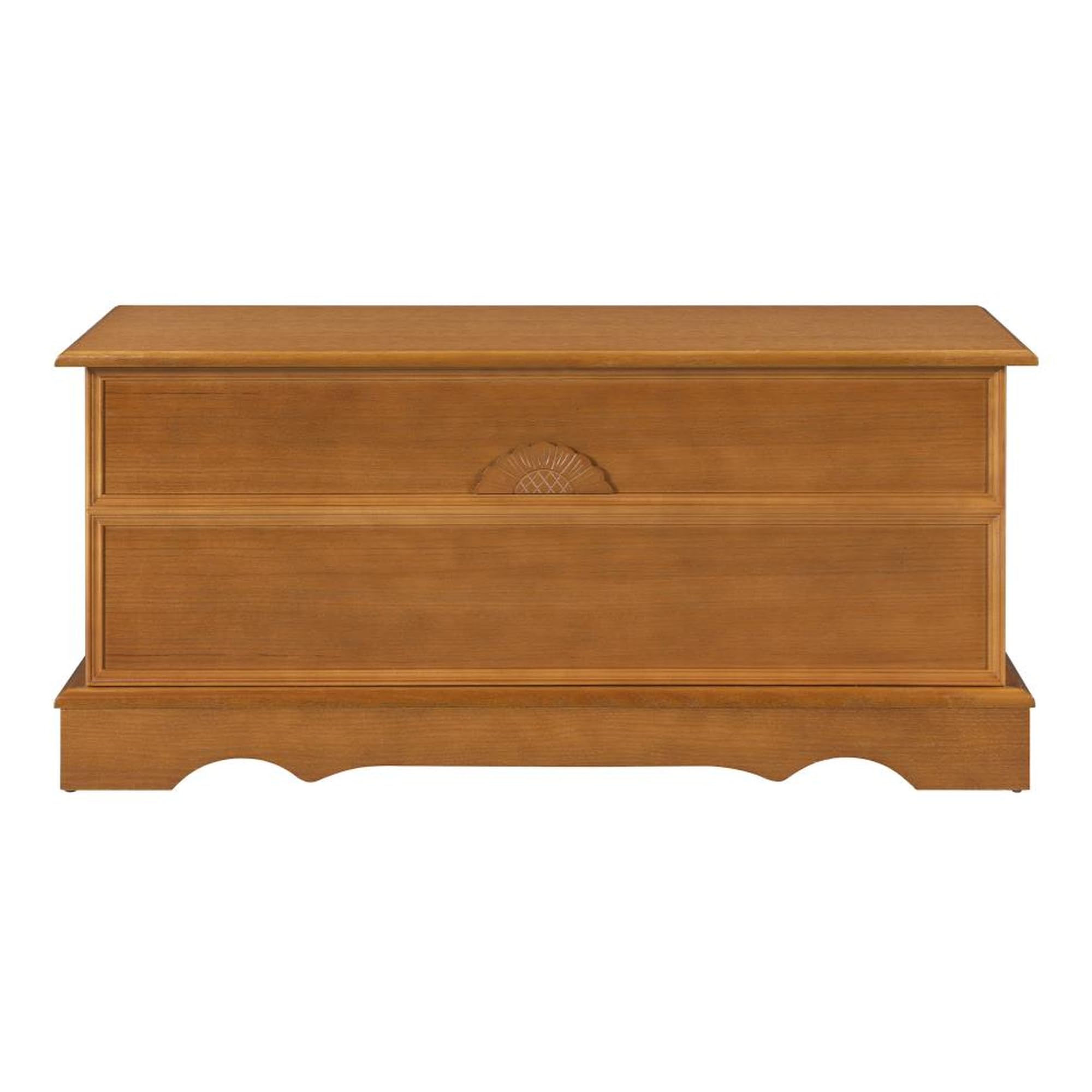 CARTESIAN Traditional Cedar Storage Chest in Honey Finish, Engineered Wood Construction, 40 x 16 x 18.5 Inches, Decorative Fan Design (Honey)