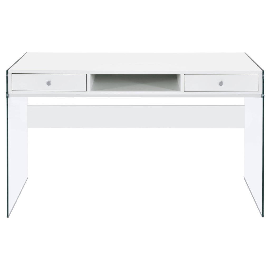 Coaster Home Furnishings Dobrev 48-inch 2-Drawer Writing Desk White High Gloss 800829