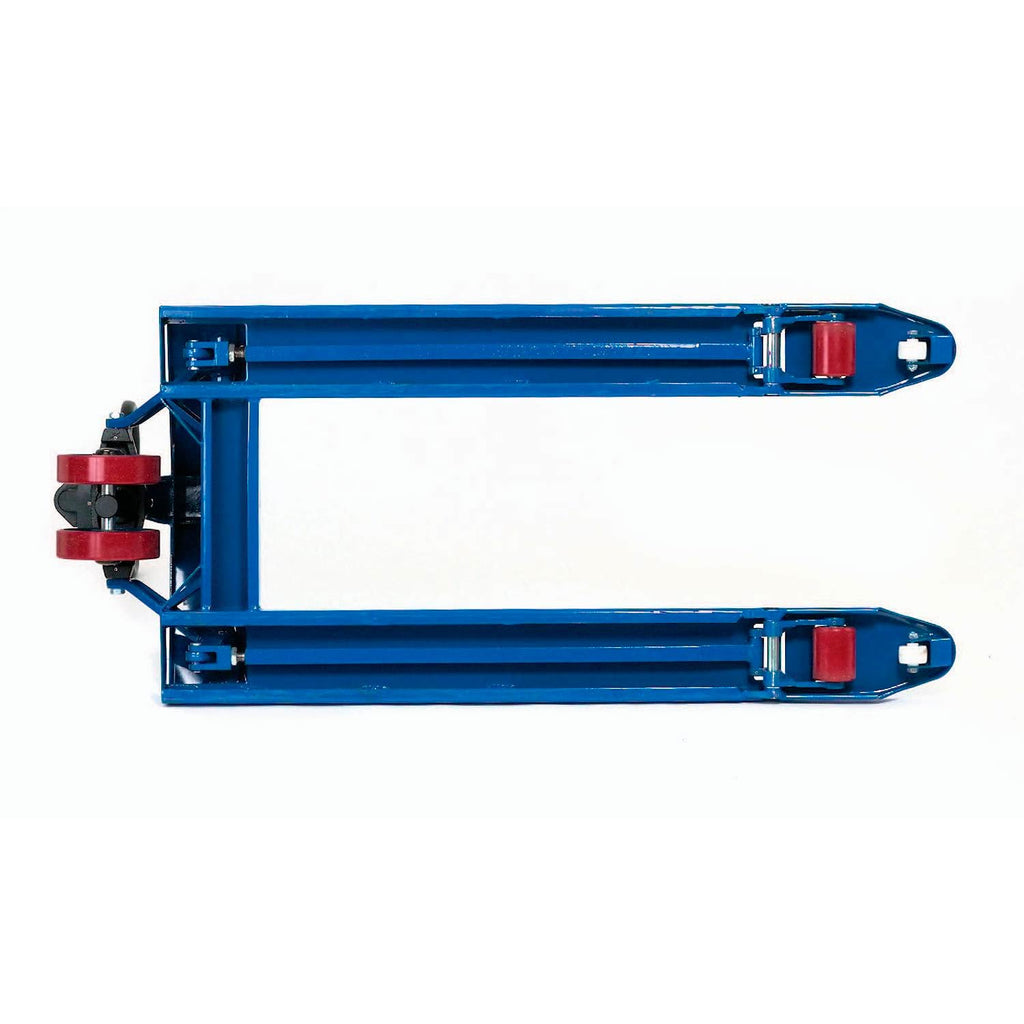 Global Industrial High Capacity Pallet Jack with 27" W x 36" L Forks, 6600 Lb. Capacity, Manual Duty Truck for Warehouse, Manufacturing and Retail, Blue Powder Coat Finish