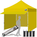 Eurmax USA 10x10 Pop Up Canopy,Commercial Tent with Patented No-Tip Rolling Bag,30sqft Extension Awning & 4 Zippered Removable Walls,UV & Water Resistant,Heavy Duty Instant Shelter Gazebo,Yellow