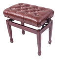 EliteBloom Leather Piano Bench Deluxe Piano Bench Adjustable Keyboard Stool with Waterproof Cushion Wooden Faux Leather Piano Stool with Load Capacity Up to 180 Kg,Brown,Redwood Color