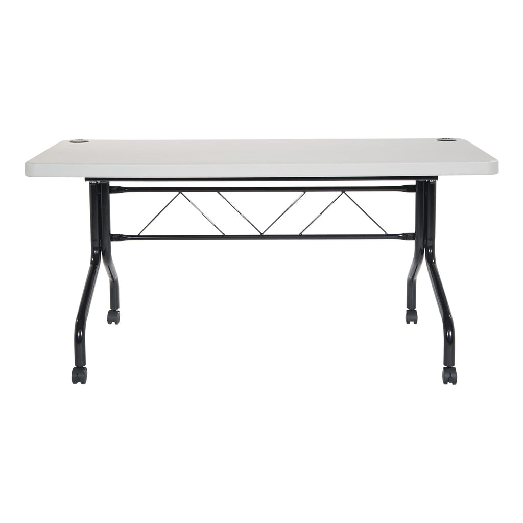Office Star Resin Multipurpose Flip Training Table with Locking Casters for Home and Office, 5 Feet