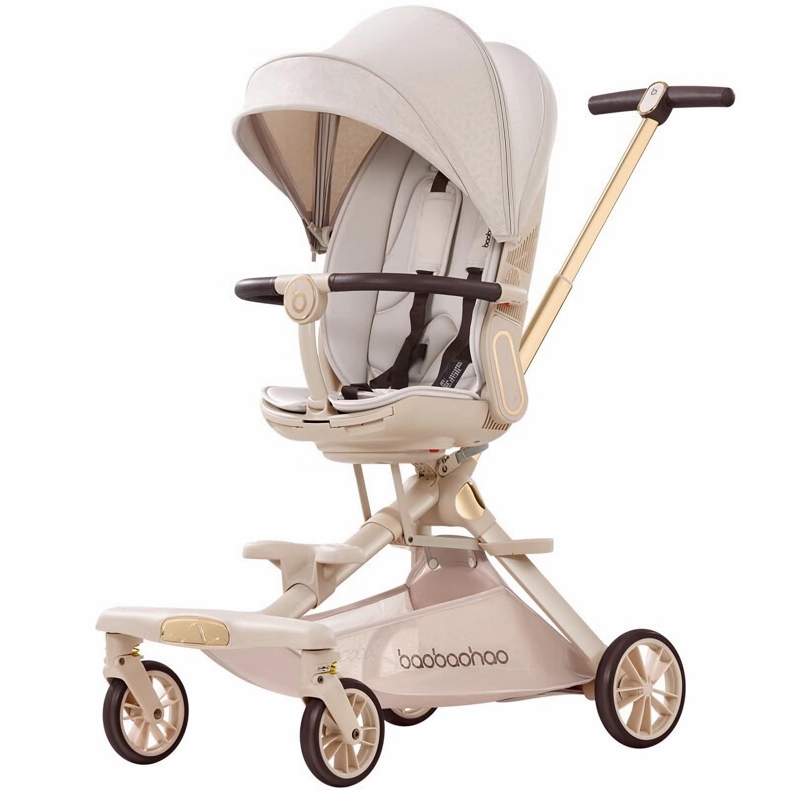 Lightweight Folding Stroller Wagon for Baby & Toddler Travel, 360° Reversible Seat, Adjustable Canopy with Storage Basket, Airplane-Friendly Compact Umbrella Stroller