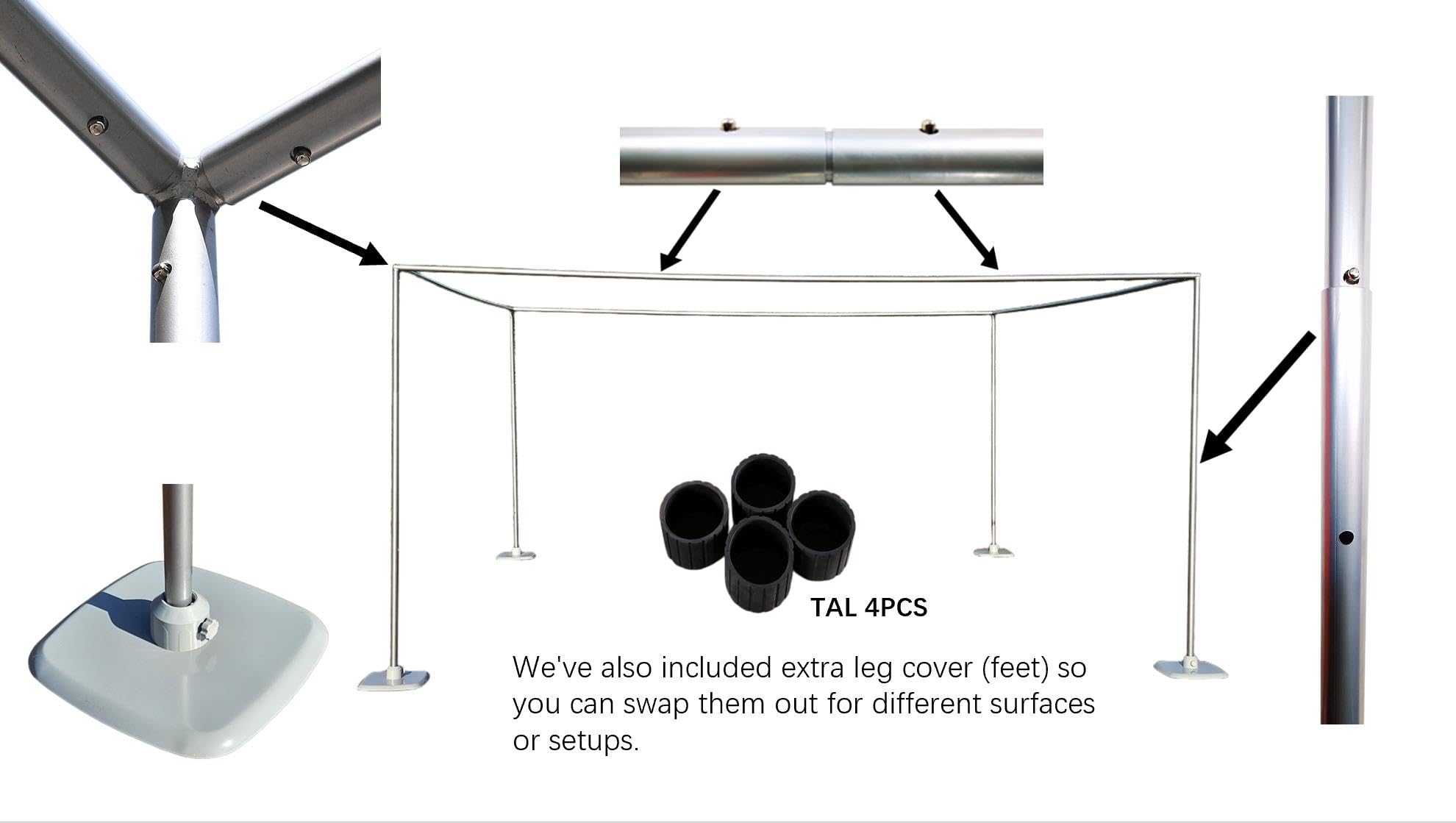 15x15Ft Square Backdrop Stand Kit Heavy Duty, 5-8' H x 5-19' W Square Adjustable Pipe and Drape Aluminum Frame, Backdrop Holder for Event, Wedding, Party, Photography, Trade Show, B-Day, Banquet Decor