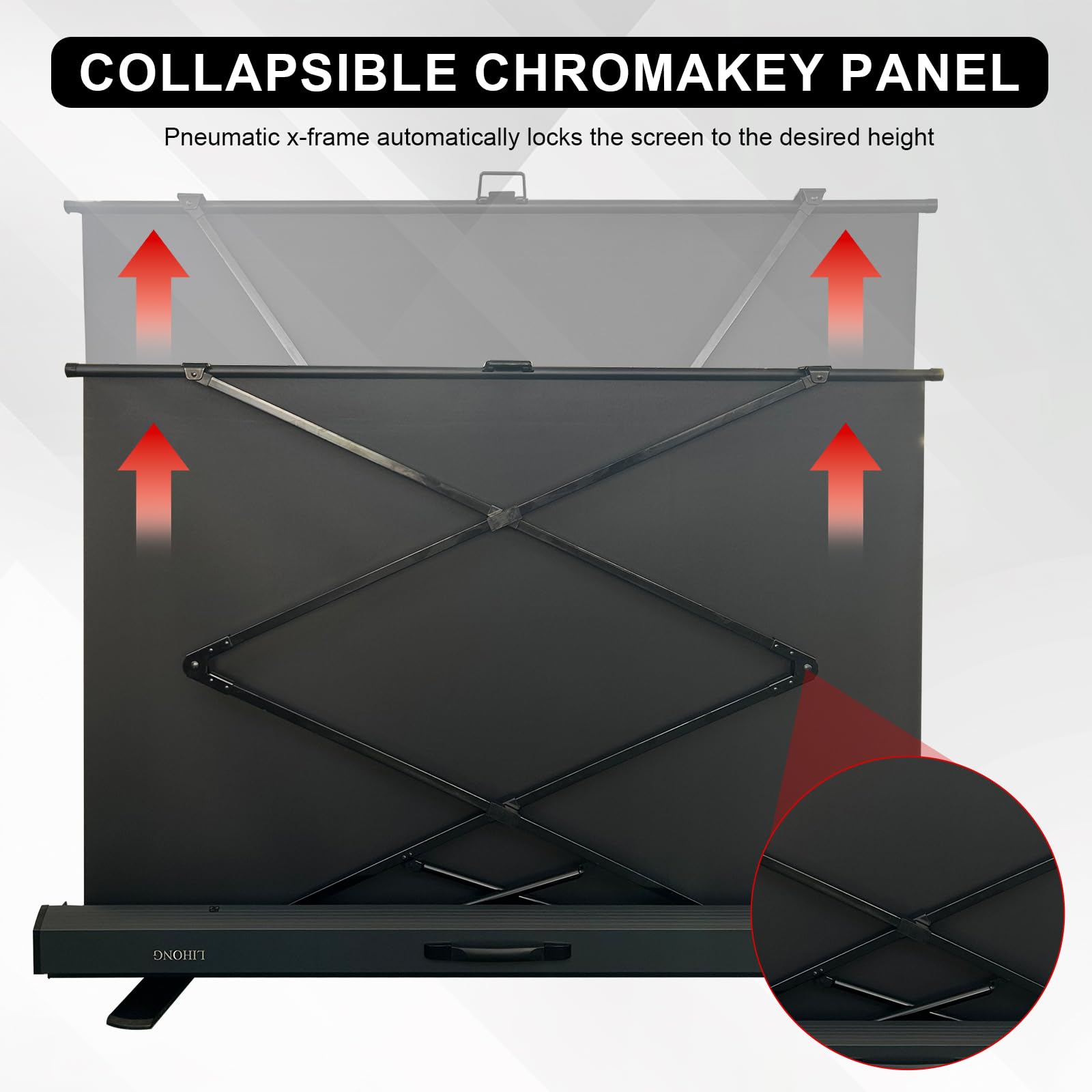 LIHONG Large White Screen Collapsible Chroma Key Backdrop,Portable Retractable Photo Background with Stand for Video, Live Game,Streaming,Wrinkle Resistant Fabric,Pull-up&Down Style (78.7x78.7 in)