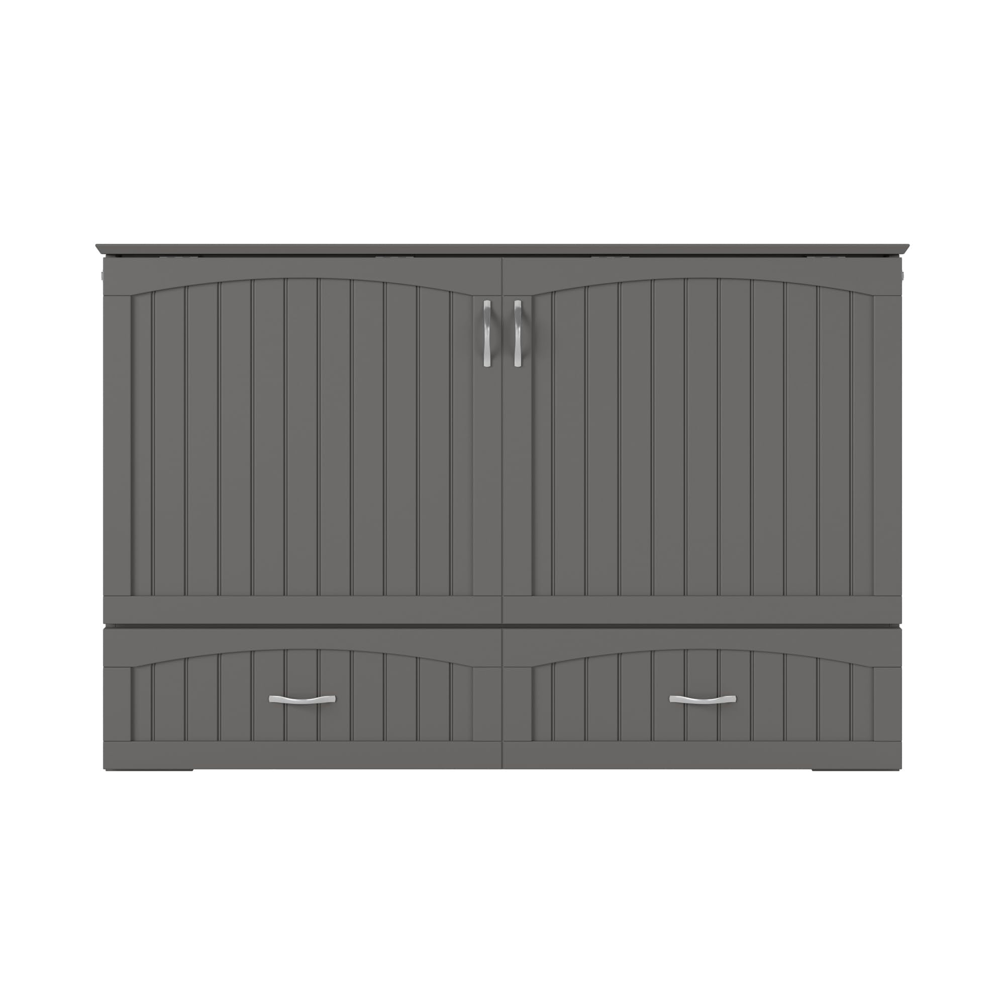 AFI, Aspen Mid-Century Modern Queen Solid Wood Murphy Bed Chest with Mattress in Grey