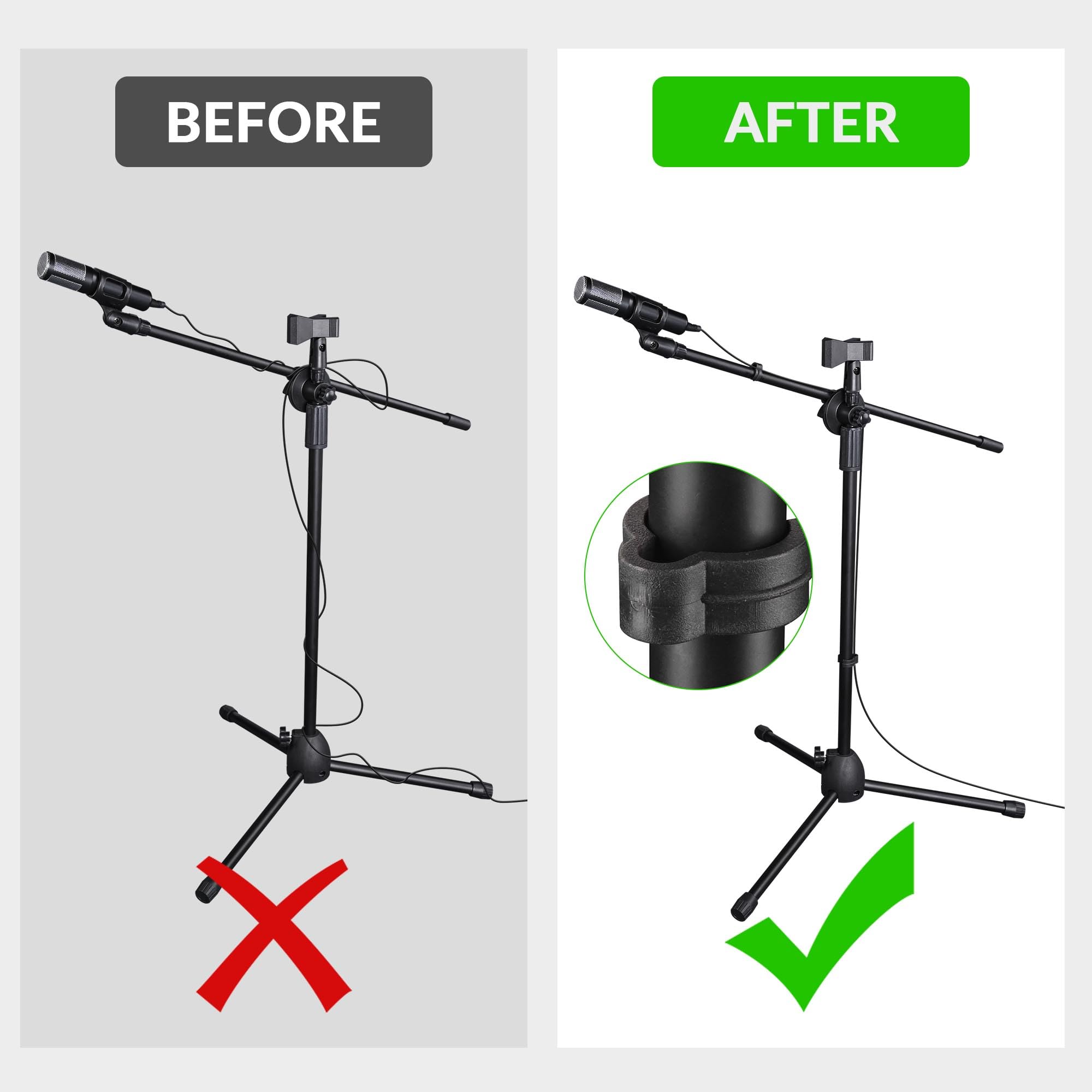AW 12pcs Boom Mic Stand Floor Adjustable Height Mic Tripod Stand w/ 2 Mic Clip Holder Foldable Microphone Holder for Singing Live Stream Stage Studio