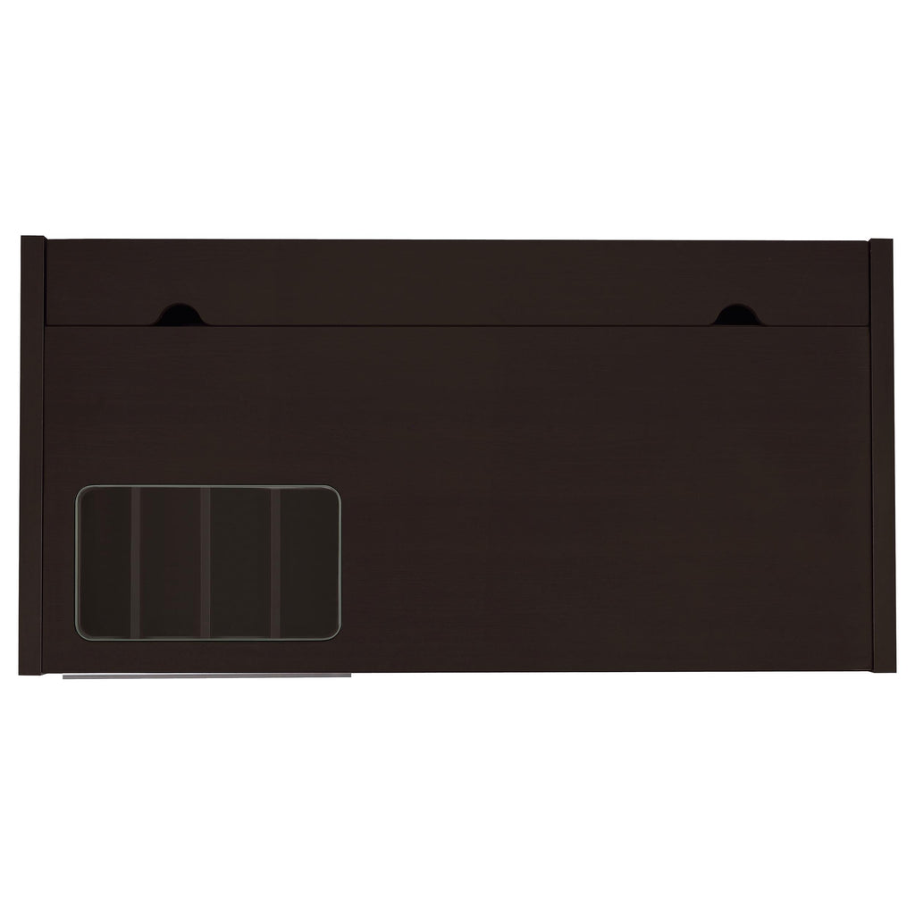 Coaster Home Furnishings - Halston - Engineered Wood - 47-Inch Computer Desk with Drawers, Door Cabinet & Lift-Top Storage, Tempered Glass Top, Contemporary Style - Home Office - Cappuccino - 800702