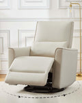 GarveeHome Recliner Chair, 360° Swivel Rocker Glider Nursery Chair with Padded Armrest and Deep Seat, PU Leather Upholstered Reclining Sofa Chair for Living Room, Bedroom and Nursery (White)