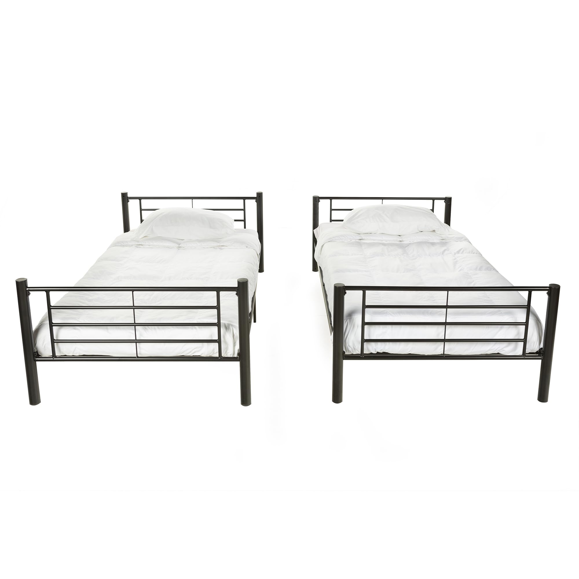 Walker Edison Elodie Urban Industrial Twin Over Twin Metal Bunk Bed, Twin Over Twin, Black