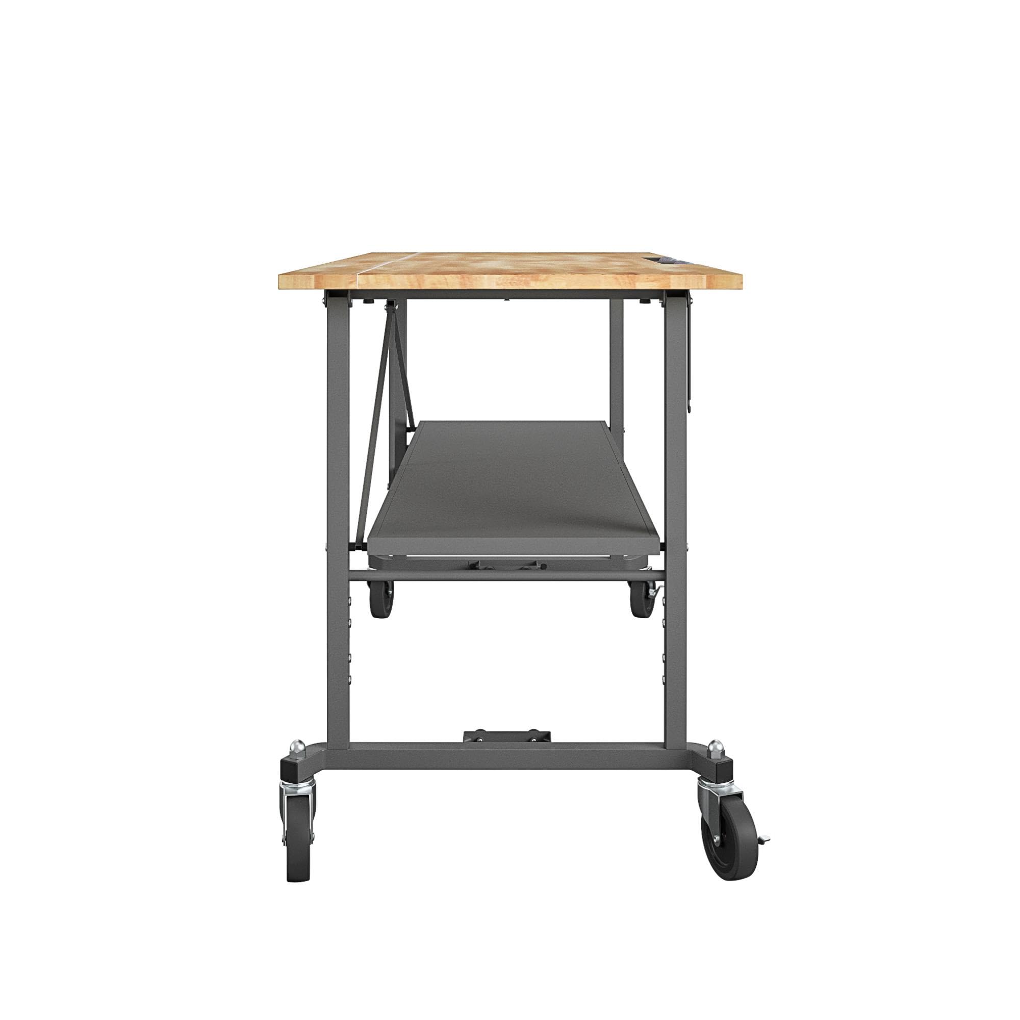 COSCO SmartFold Butcher Block Portable Workbench/Folding Utility Table (Gray Steel Frame)