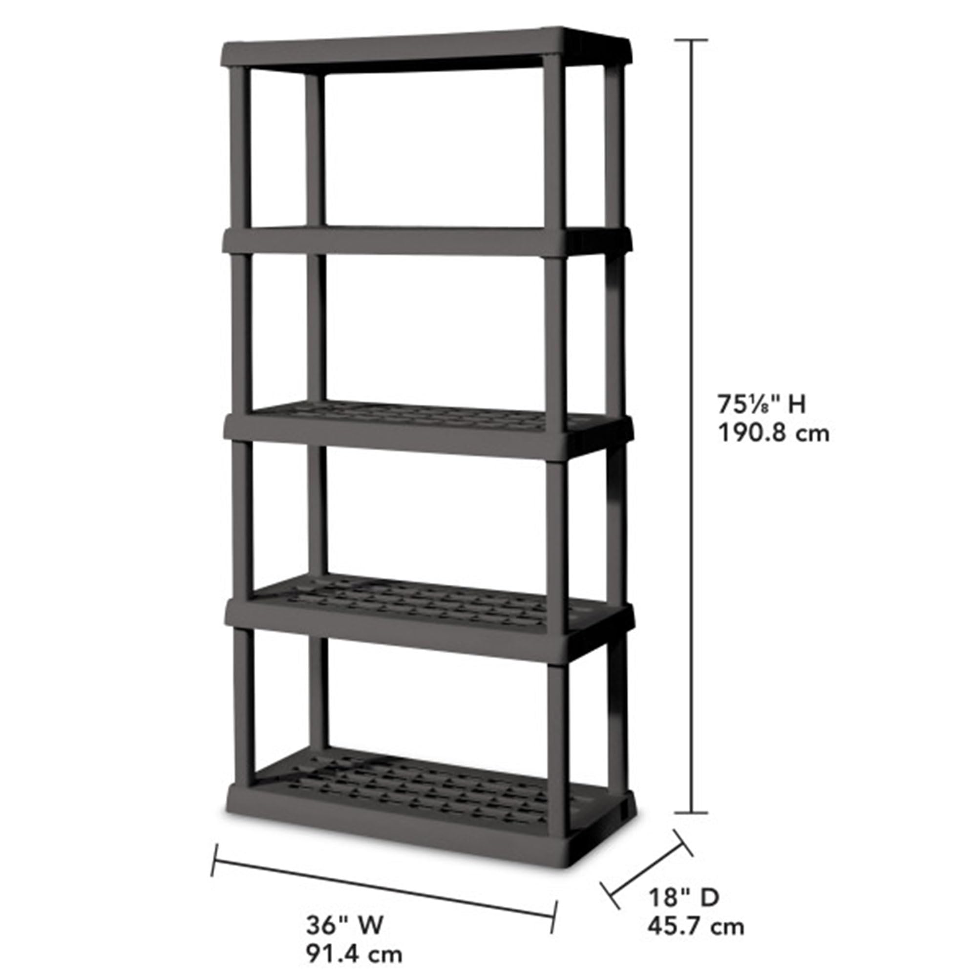 Sterilite 4-Pack 5 Shelf Unit, Heavy-Duty Shelving Storage Rack for Home and Garage, Gray - Multipurpose Plastic Organizer Shelves for Smart Organization
