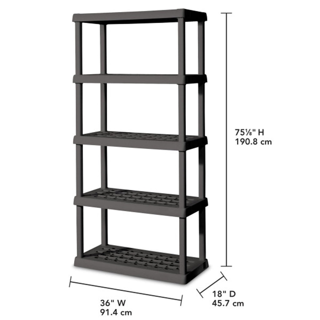 Sterilite 4 & 5 Shelf Plastic Storage Units Bundled with Easy to Assemble Storage Cabinet for Garage, Pantry & Kitchen Organization, 4 Shelves, Gray