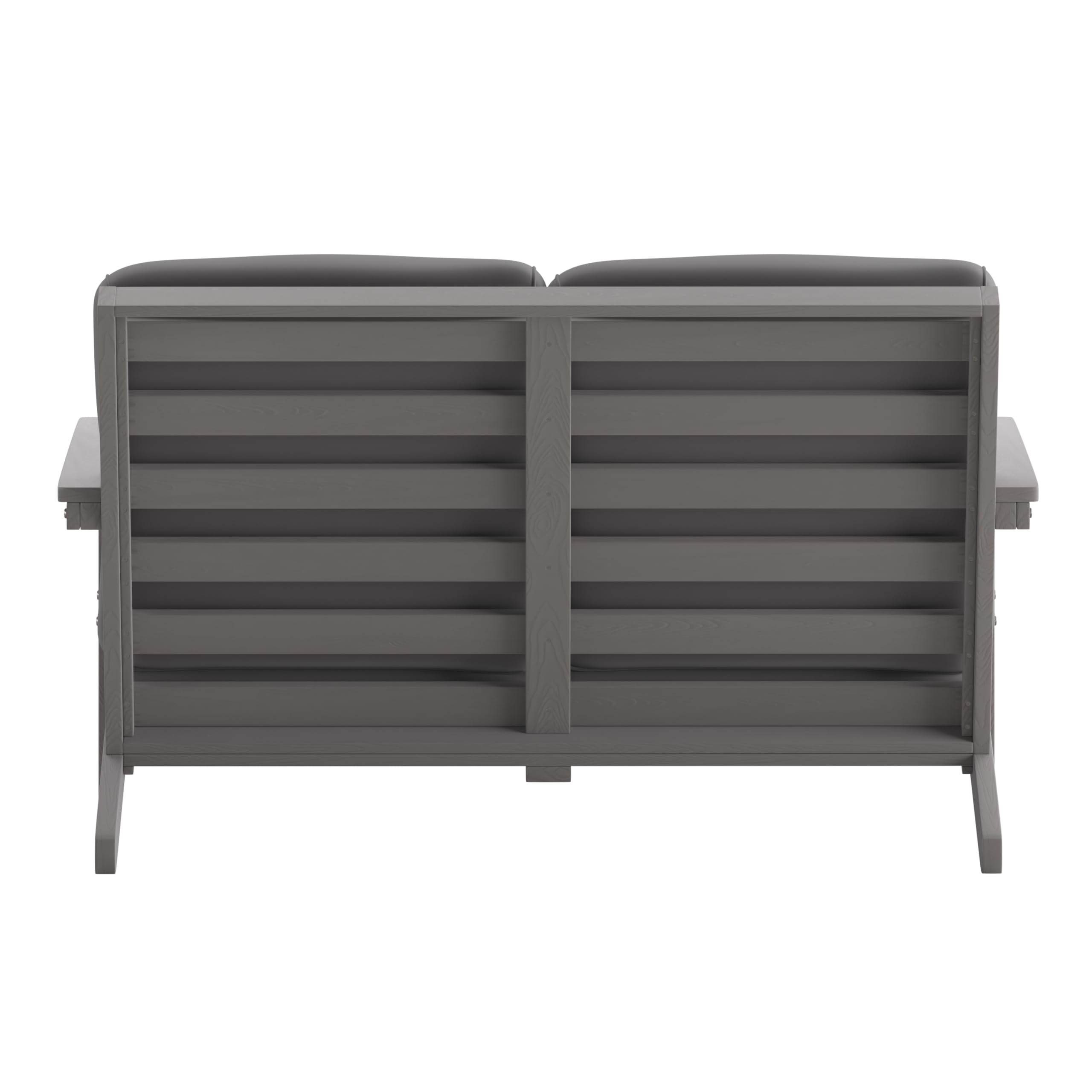 Flash Furniture Charlestown Adirondack Style Deep Seat Patio Loveseat with Cushions - Gray Poly Resin Frame - Gray All-Weather Cushions - Indoor/Outdoor