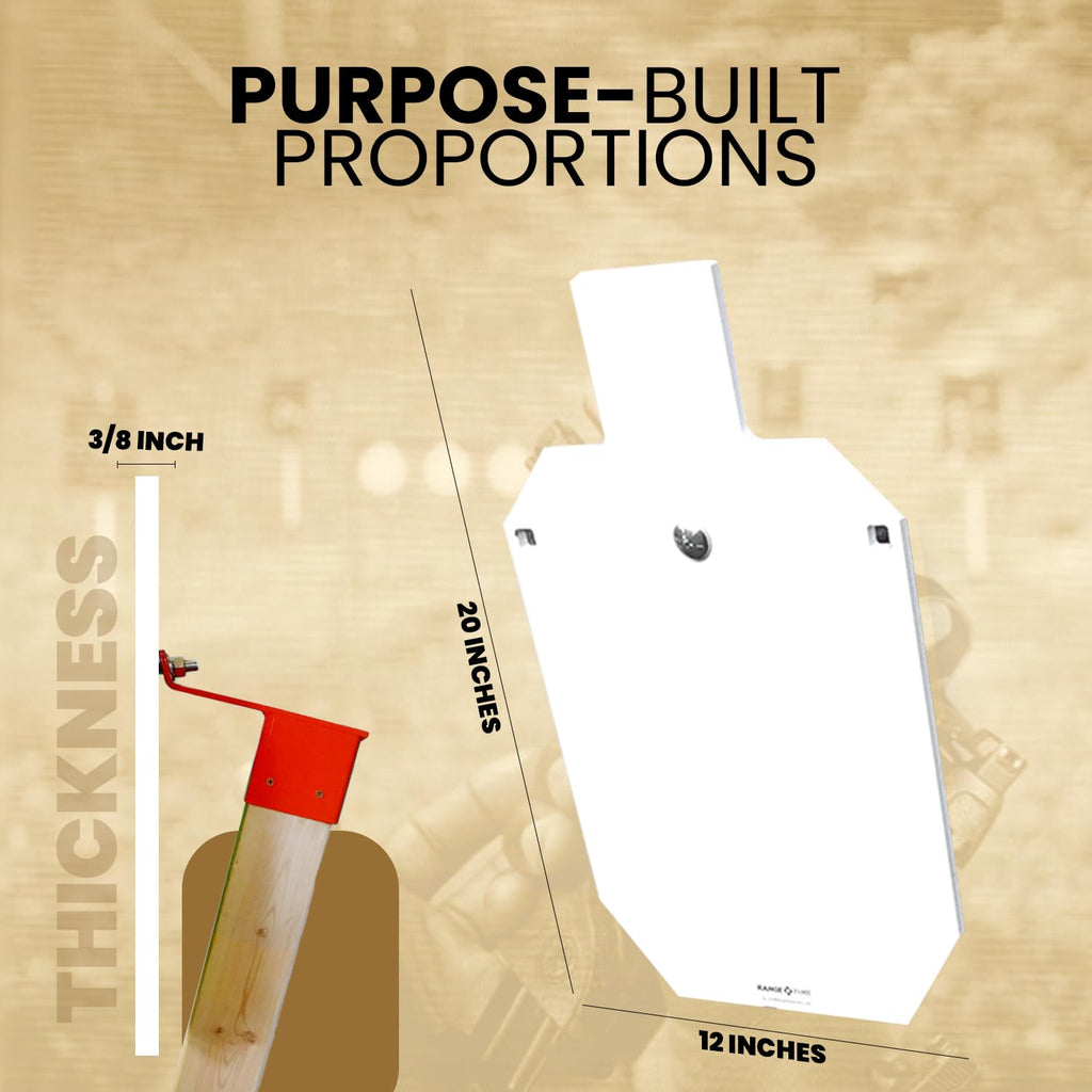 RangeTime AR500 Steel Shooting Target Stand System 12x20 1/2" IPSC Target Silhouette Plate, 2x4 Target Stand & Lok Mount, Heavy Duty Shooting Targets Stand for Rifle & Pistol Range Practice USA Made