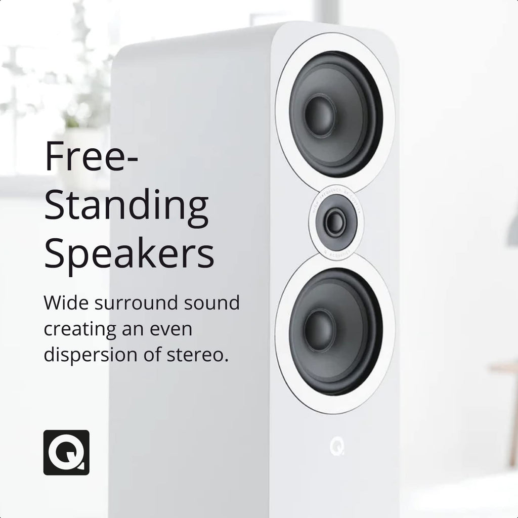 Q Acoustics 3020i Bookshelf Speakers Carbon Black (Pair) – HiFi Stereo Speakers, 25% Larger Cabinet for Deeper Bass, 22mm Tweeter, P2P Bracing, Magnetic Grilles, Chrome Bezel, Banana Plug Compatible