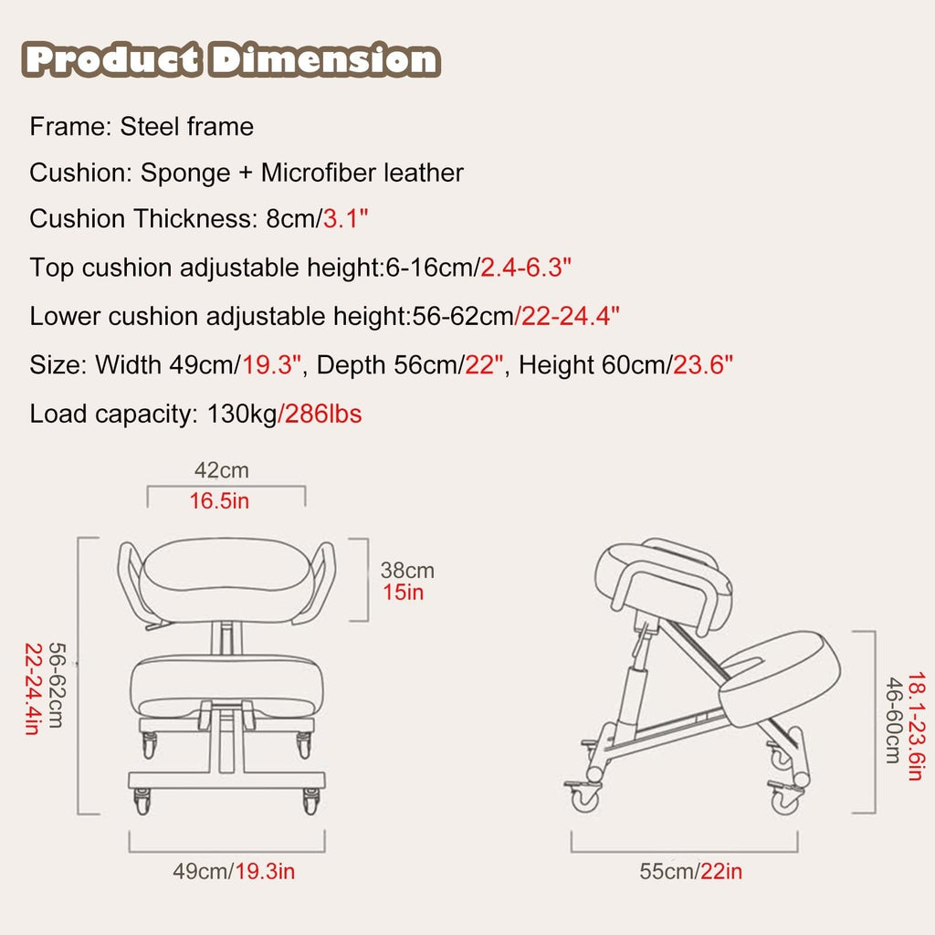 GenSDH Desk Kneeling Chairs Posture Chair for Desk - Ergonomic Chair Kneeling Chair with Arm - Posture Chair for Computer Workers Yoga Lovers Meditation Fana