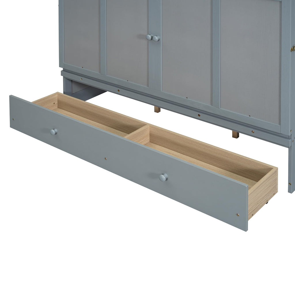 Bellemave Queen Murphy Bed Cabinet Bed, Solid Bed with Storage Drawer, Queen Size Bed with USB Ports, Chest Wall Murphy Bed with Drawer (Gray, Queen)